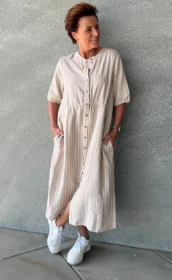 Clearance Kjole - Lava - Sand Melange w. Star Off-white Kjoler