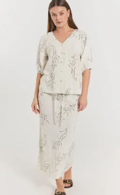 Hot Nederdel - Laluna - Brilliant White w. Deep Lichen Green Nederdele