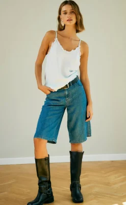 Outlet Shorts - Cinda - Medium Blue Denim Shorts