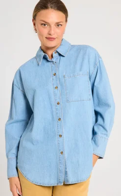 Discount Skjorte - Lisea - Light Blue Denim Skjorter