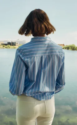 Online Skjorte - Sirana - Chambray Blue w. Star Off-white Skjorter