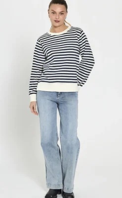 Outlet Striktrøje - Fiffi - Off-white w- Navy Blazer Striktrøjer & Sweat|Blazere & Indejakker