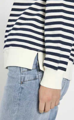 Outlet Striktrøje - Fiffi - Off-white w- Navy Blazer Striktrøjer & Sweat|Blazere & Indejakker