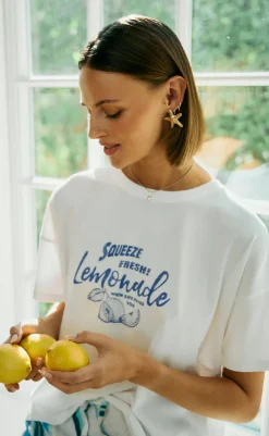 Online T-shirt - Fenjal - Brilliant White w. Deep Ultrama T-shirts & Toppe