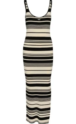 Kjole - Stela - Black/Birch striped Kjoler