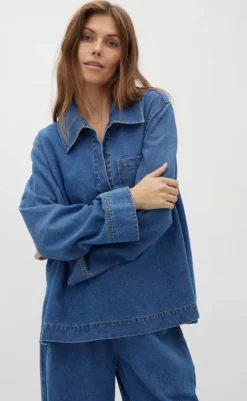 Discount Bluse - Maitana-G - Mid Vintage Blue Bluser