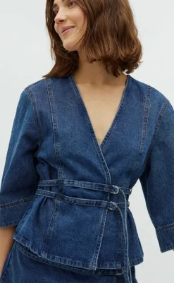 Outlet Bluse - Merie SS - Vintage Blue Wash Bluser