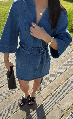 Outlet Bluse - Merie SS - Vintage Blue Wash Bluser