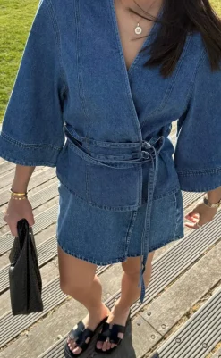 Outlet Bluse - Merie SS - Vintage Blue Wash Bluser