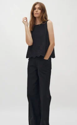 Bukser - Amarillo Scallop-G - Black Bukser & Jeans