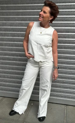 Online Bukser - Amarillo Scallop-G - White Bukser & Jeans