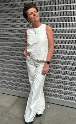 Online Bukser - Amarillo Scallop-G - White Bukser & Jeans