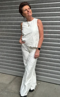 Online Bukser - Amarillo Scallop-G - White Bukser & Jeans