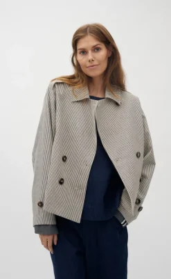 Clearance Jakke - Becker-G - Black Beige Stripe Jakker & Frakker|Alt Overtøj