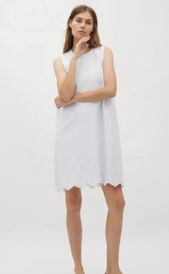 Kjole - Rhiann Scallop-G - White Kjoler