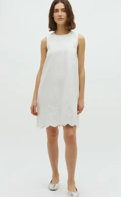 Kjole - Rhiann Scallop-G - White Kjoler