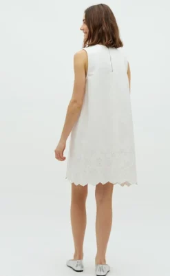 Kjole - Rhiann Scallop-G - White Kjoler