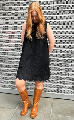 Online Kjole - Rhiann Scallop-G - Black Kjoler