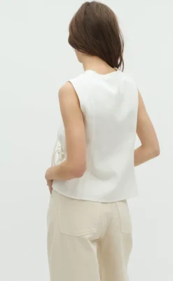 Top - Ciana Scallop-G - White T-shirts & Toppe