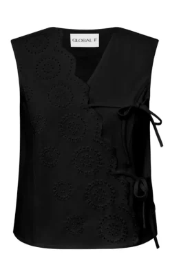 New Top - Ciana Scallop-G - Black T-shirts & Toppe