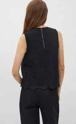 Outlet Top - Rihne Scallop-G - Black T-shirts & Toppe