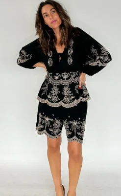 Hot Bluse - Sofja - Black/Sand Bluser