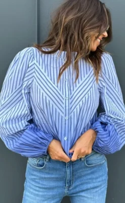 Skjorte - Kanya - Blue Stribe Ombre Skjorter