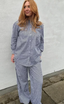 Outlet Bukser - Rønne Essential - Black/White Stripe Bukser & Jeans