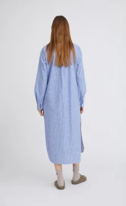 Hot Kjole - Sunday Shirt - Blue Stripe Kjoler