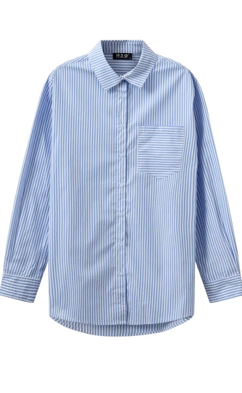 Sale Skjorte - Rønne Essential LS - Blue/White Stripe Skjorter