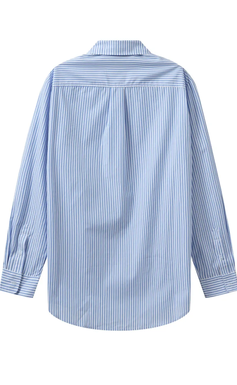 Sale Skjorte - Rønne Essential LS - Blue/White Stripe Skjorter