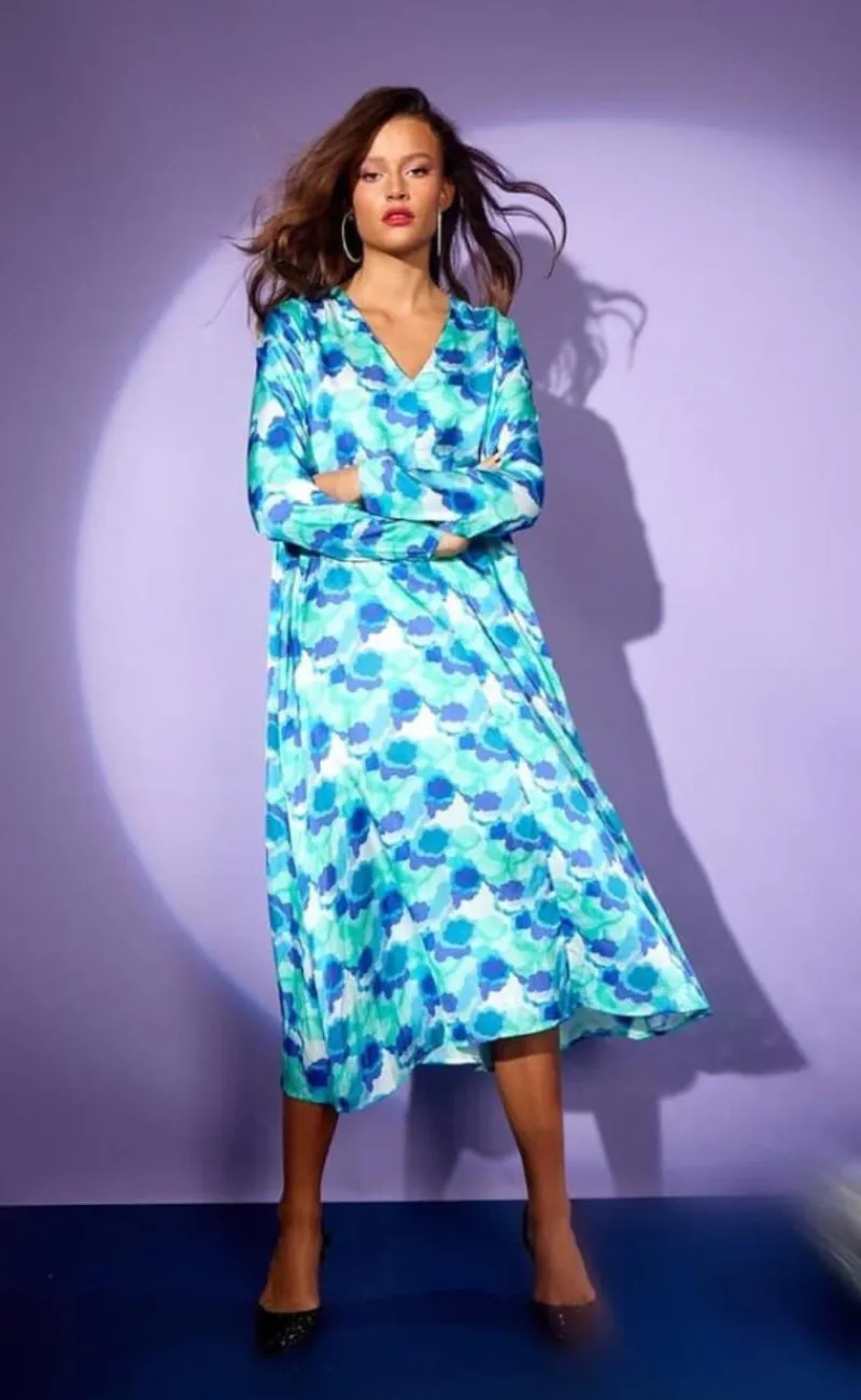 Discount Kjole - Luanna - Blue Art Print Kjoler