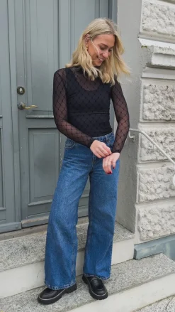 Bluse - Mesh - Navy Bluser