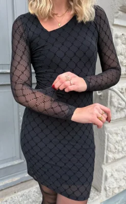 Hot Kjole - Mesh V-neck - Black Kjoler