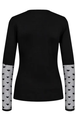 Hot Liberte Bluse - Isa Ls Lace Sleeve - Black Heart Bluser