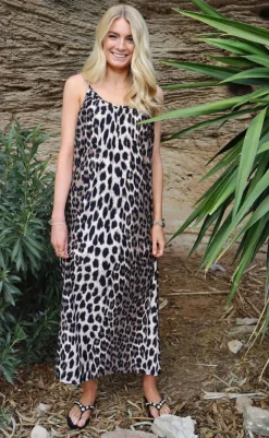 Sale Liberte Kjole - Alma Strap - Big Lux Leo/Fossil Kjoler