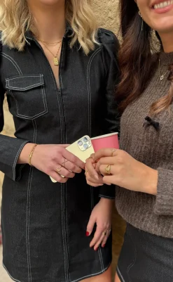 Sale Liberte Kjole - Asta-V-Neck - Black Denim Kjoler