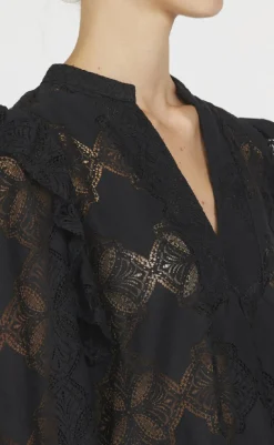 New Love & Divine Bluse - Love1234 - Black Lace Bluser