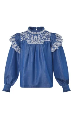 Hot Love & Divine Bluse - Love1294 - Denim/Cream Bluser