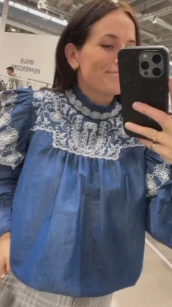 Hot Love & Divine Bluse - Love1294 - Denim/Cream Bluser