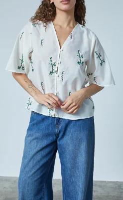 Outlet Love & Divine Bluse - Love1375-1 - Cream/Flower Bluser