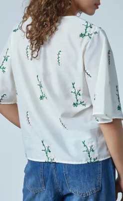 Outlet Love & Divine Bluse - Love1375-1 - Cream/Flower Bluser