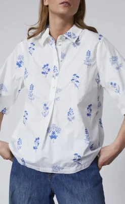 Outlet Love & Divine Bluse - Love1351 - White/Blue Bluser