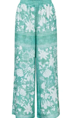 Sale Love & Divine Bukser - Love1176-4 - Green Flower Bukser & Jeans