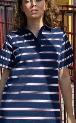 Online Love & Divine Kjole - Love1349 - Navy/Stripe Kjoler