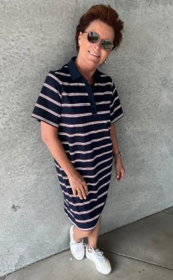 Online Love & Divine Kjole - Love1349 - Navy/Stripe Kjoler