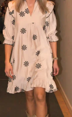 New Love & Divine Kjole - Love1235-1 - Bamboo/Black Flower Kjoler