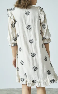 New Love & Divine Kjole - Love1235-1 - Bamboo/Black Flower Kjoler