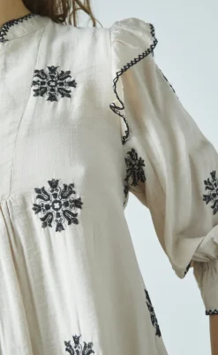 New Love & Divine Kjole - Love1235-1 - Bamboo/Black Flower Kjoler