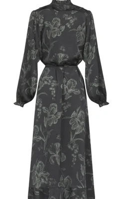 Discount Love & Divine Kjole - Love1194-2 - Black/Green Flower Kjoler